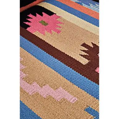 Cefena Multi Coloured Fabric Kilim Style Chair with Mango Wood Legs