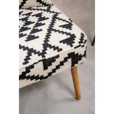 Cefena White and Black Berber Style Mango Wood Chair