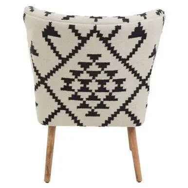 Cefena White and Black Berber Style Mango Wood Chair