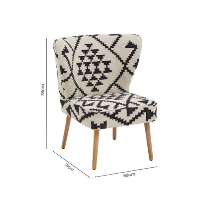 Cefena White and Black Berber Style Mango Wood Chair