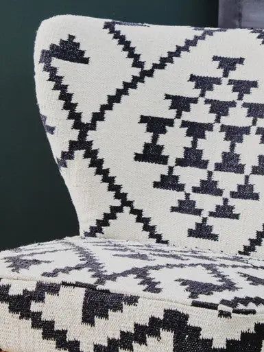 Cefena White and Black Berber Style Mango Wood Chair