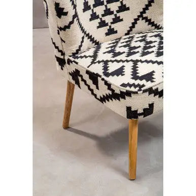 Cefena White and Black Berber Style Mango Wood Chair