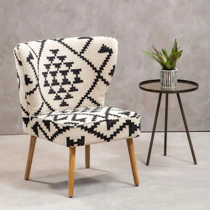 Cefena White and Black Berber Style Mango Wood Chair