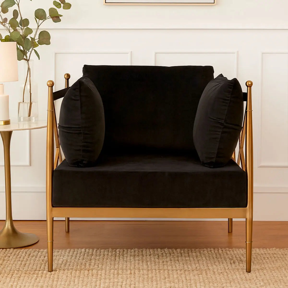 Chair with Rose Gold Finished Metal Arms | Novo