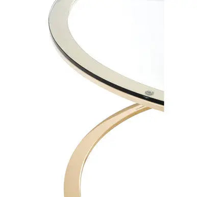 Champagne Gold Stainless Steel Base Round Coffee Table with Tempered Glass Top, Allure