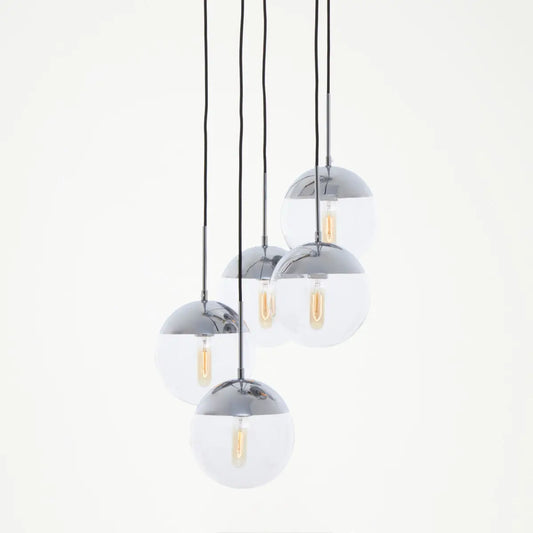 Chrome Finish Five Pendant Lights | Revive