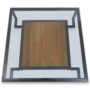 Cibo Clear Glass and Black Metal Coffee Table with Lower Shelf