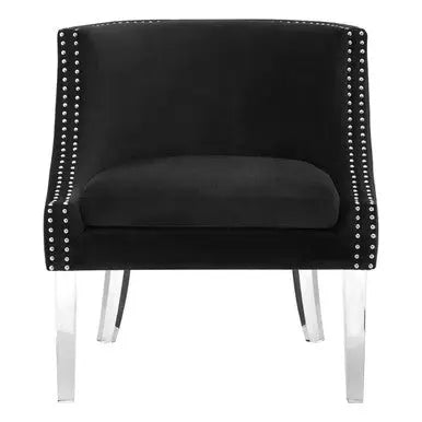 Clarence Black Velvet Chair with Acrylic Legs