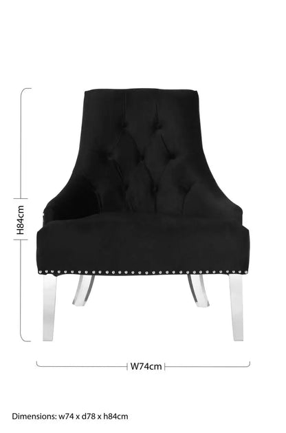 Clarence Black Velvet Chair with Button Tufting