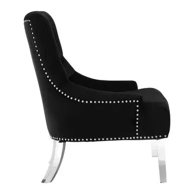 Clarence Black Velvet Chair with Button Tufting