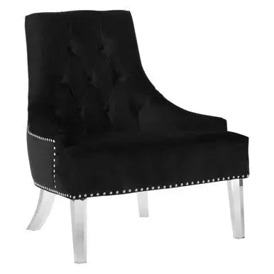 Clarence Black Velvet Chair with Button Tufting