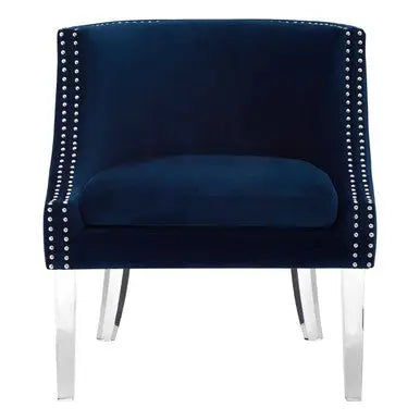 Clarence Navy Blue Velvet Chair with Stud Detail