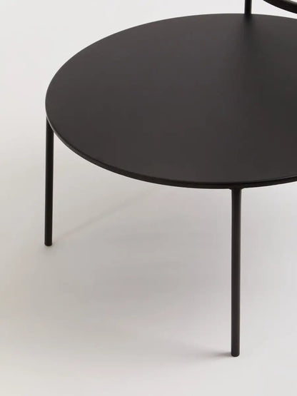 Clear Glass Top and Black Metal Lower Top Coffee Table with Black Iron Frame, Trento