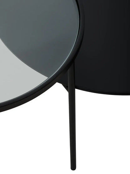 Clear Glass Top and Black Metal Lower Top Coffee Table with Black Iron Frame, Trento