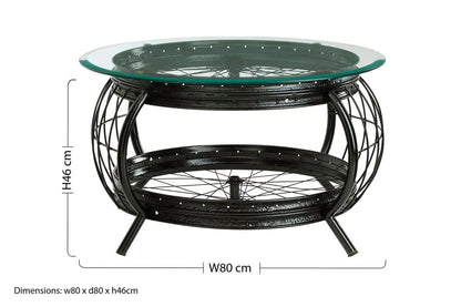 Clear Glass Top Coffee Table with Black Finish Bamboo and Iron Frame, Mantis