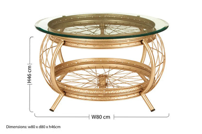 Clear Glass Top Coffee Table with Champagne Gold Finish Bamboo and Iron Frame, Mantis