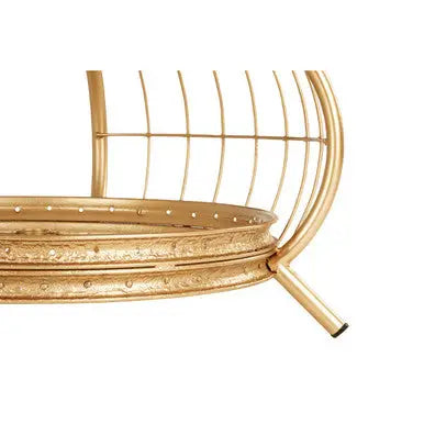 Clear Glass Top Coffee Table with Champagne Gold Finish Bamboo and Iron Frame, Mantis
