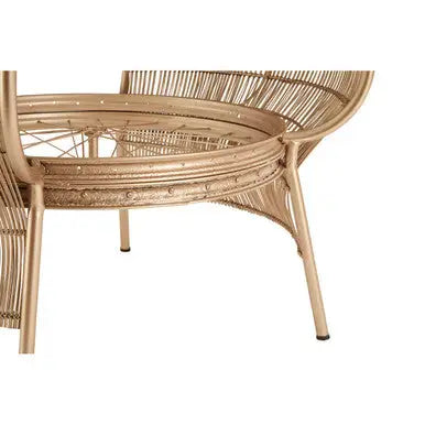 Clear Glass Top Table with Champagne Gold Bamboo and Iron Frame, Mantis