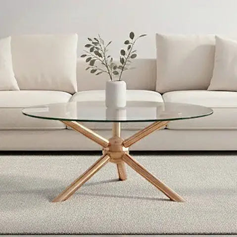 Clear Tempered Glass Top Dining Table with Rose Gold Angled Stainless Steel Legs, Novo