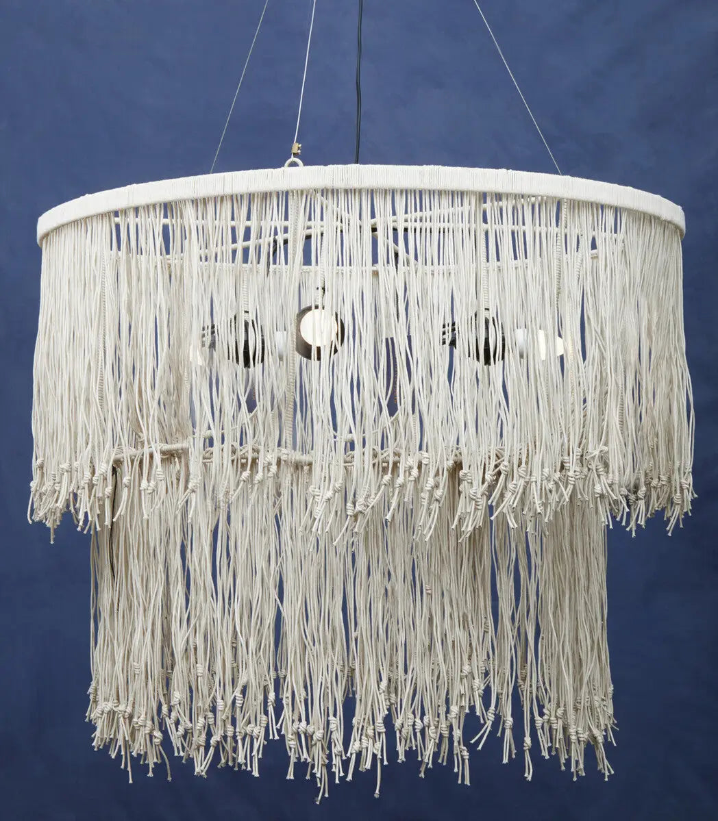 Cream Leather Ceiling Light | Hestina