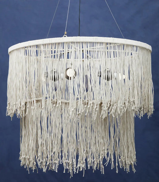 Cream Leather Ceiling Light | Hestina