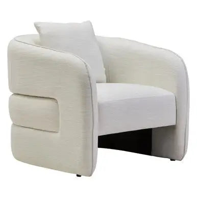 Cream Linen Effect Curved Chair | Bilani