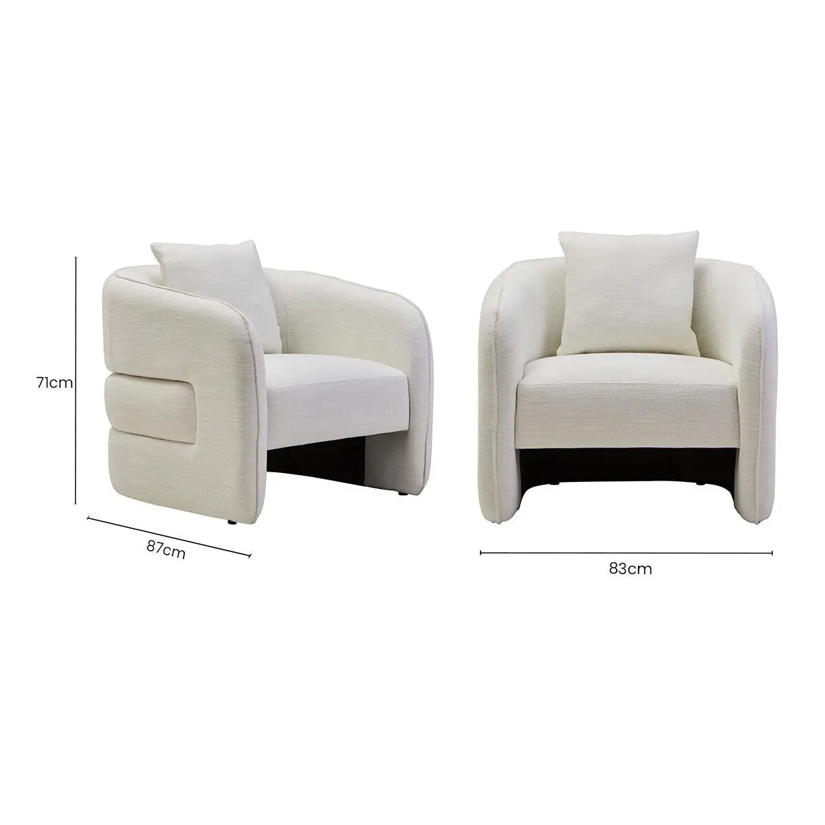 Cream Linen Effect Curved Chair | Bilani