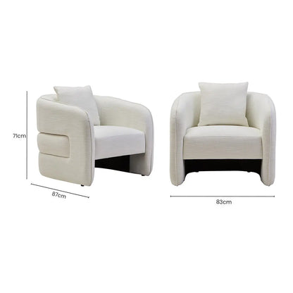 Cream Linen Effect Curved Chair | Bilani