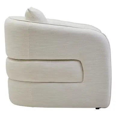 Cream Linen Effect Curved Chair | Bilani
