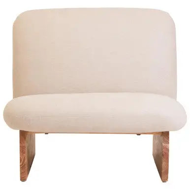 Cream Linen Textured Armless Chair with Wood Base | Parova