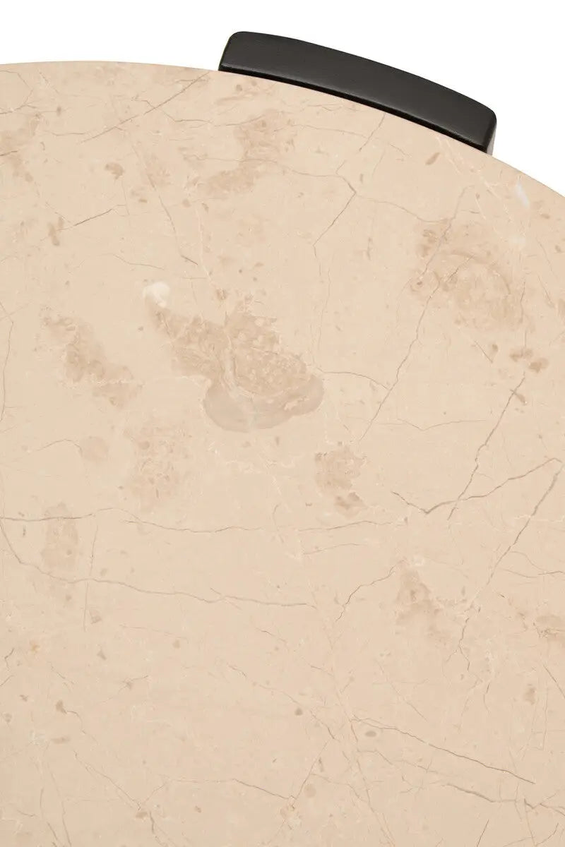 Cream Round Marble Top Large Coffee Table with Small Acacia Legs, Palermo