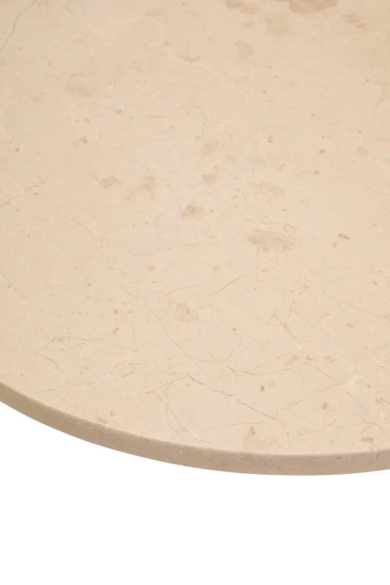 Cream Round Marble Top Large Coffee Table with Small Acacia Legs, Palermo