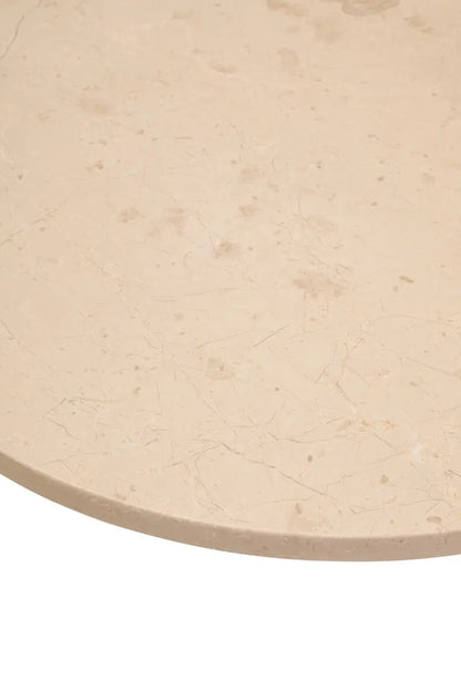 Cream Round Marble Top Large Coffee Table with Small Acacia Legs, Palermo