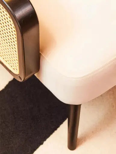 Cream Velvet and Rattan Armchair | Hala
