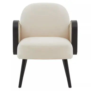 Cream Velvet and Rattan Armchair | Hala