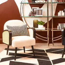 Cream Velvet and Rattan Armchair | Hala