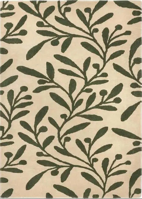 Cream Wool Rug Floral Design