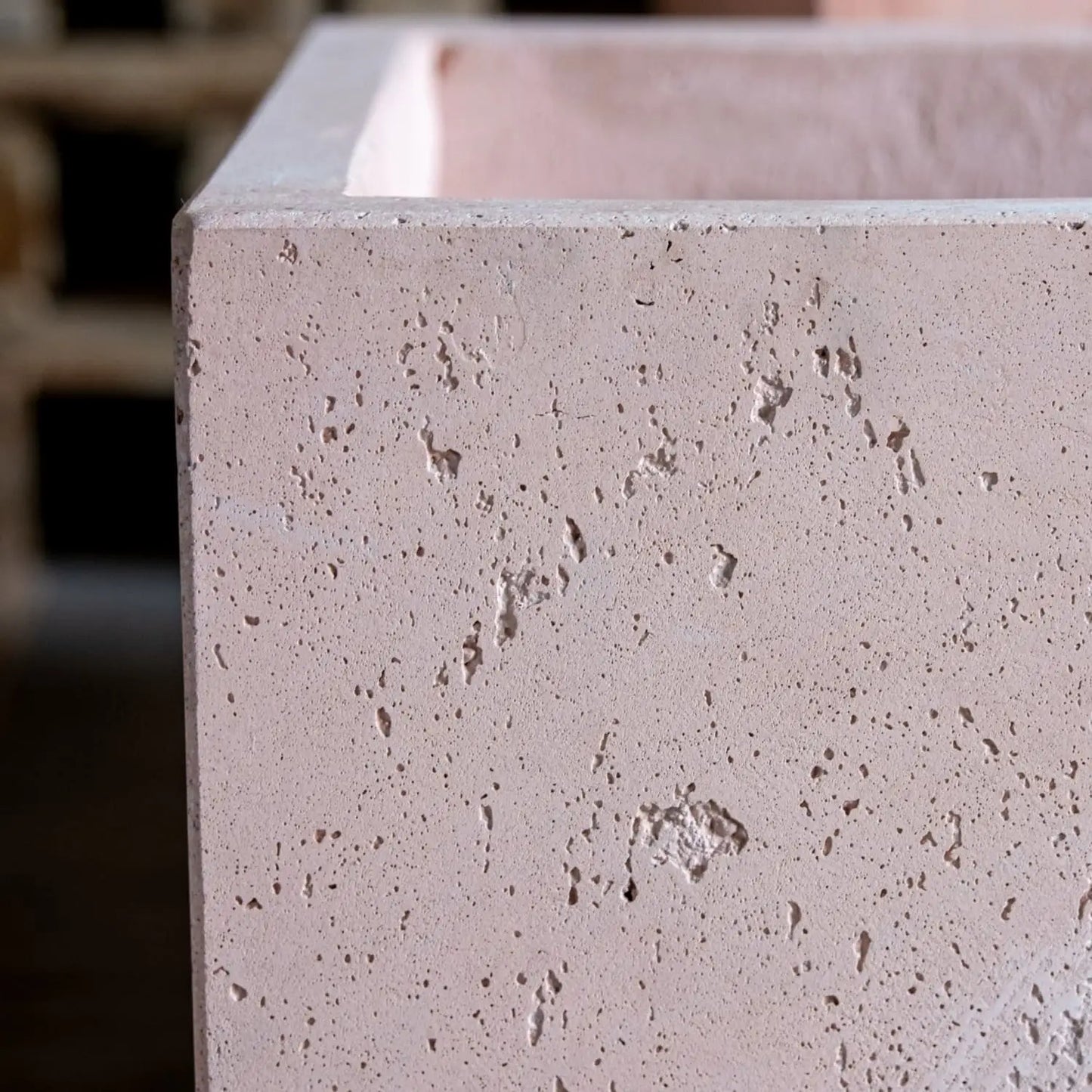 Cubrosa | Blushstone – 40cm Large Square Concrete Planter – 38L Cube Plant Pot