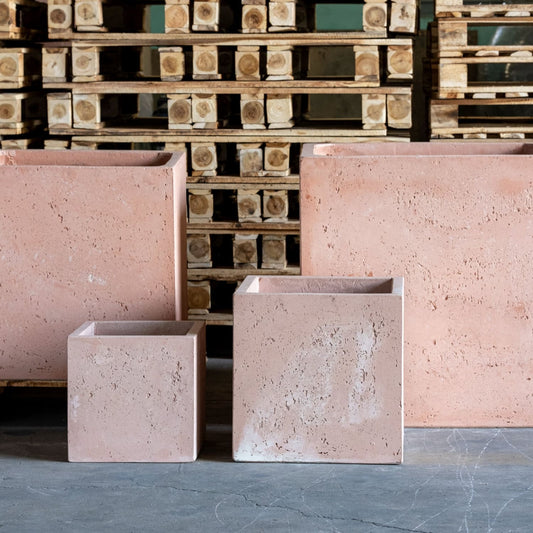 Cubrosa | Blushstone – 70cm Extra Large Concrete Cube Planter – 246L Square Plant Pot - Pots & Plants