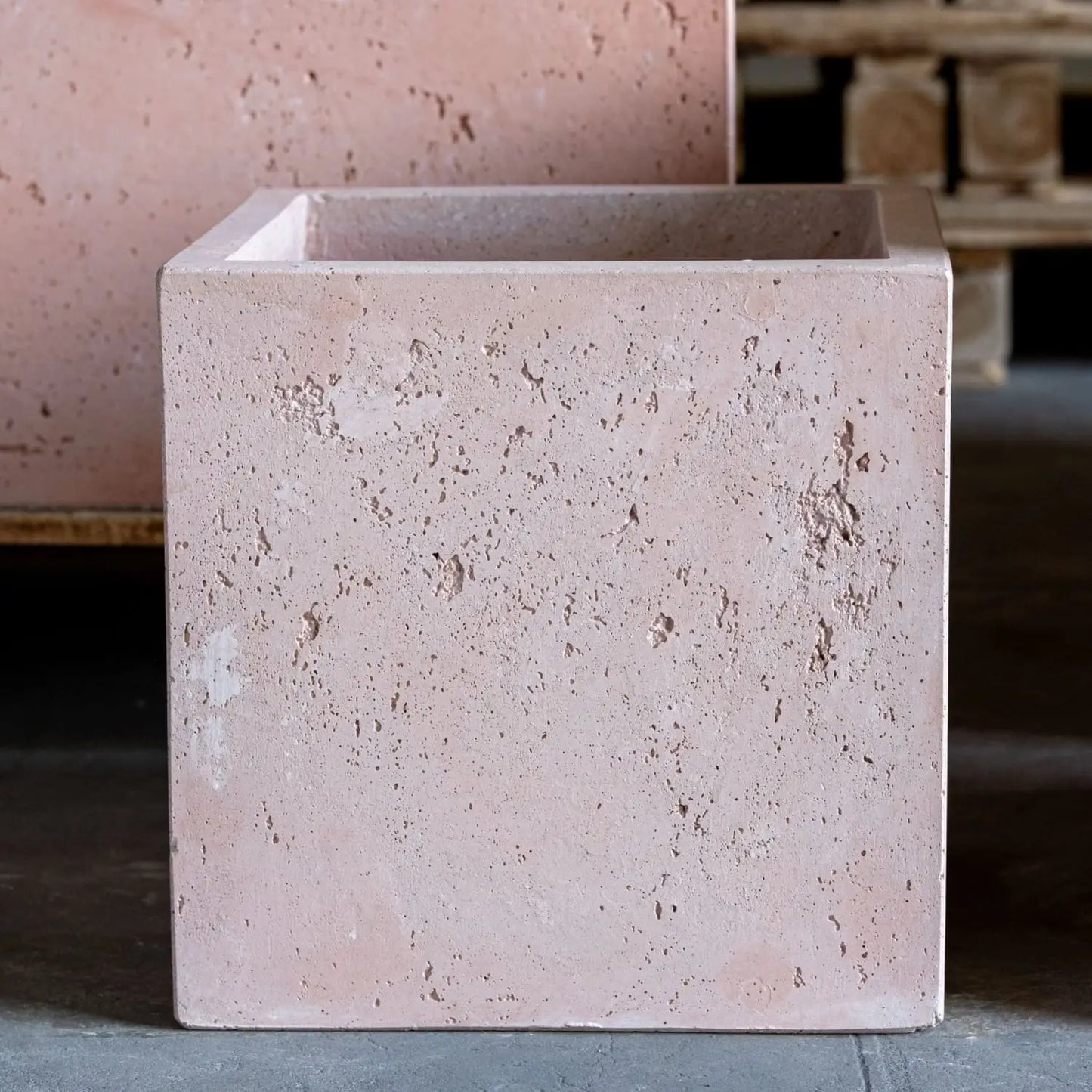 Cubrosa | Blushstone – 70cm Extra Large Concrete Cube Planter – 246L Square Plant Pot