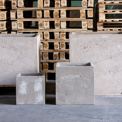 Cubrosa | Truffle – 30cm Medium Concrete Square Planter – 14L Cube Plant Pot
