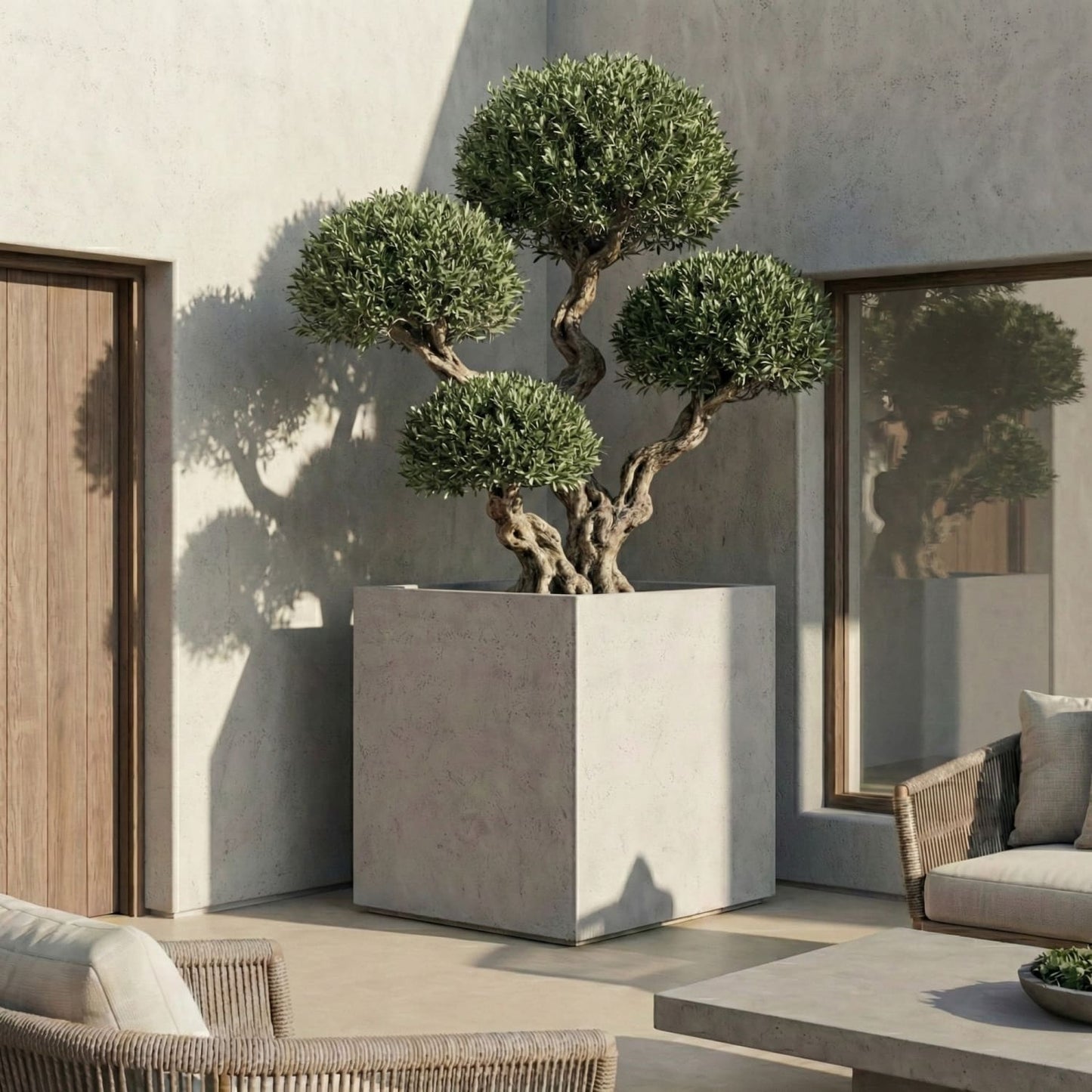 Cubrosa | White Mist – 100cm XXL Square Concrete Planter – 782L Large Outdoor Plant Pot - Pots & Plants