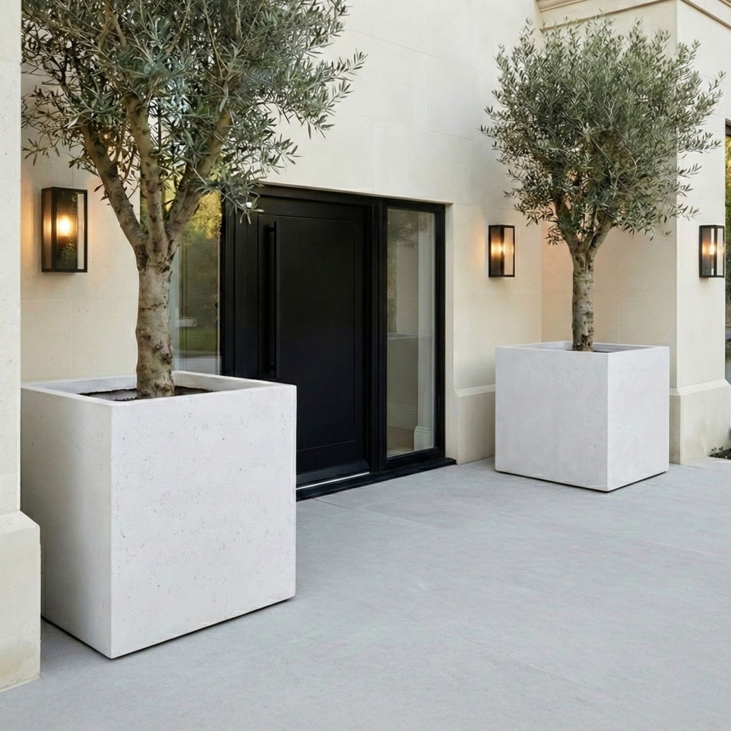 Cubrosa | White Mist – 100cm XXL Square Concrete Planter – 782L Large Outdoor Plant Pot - Pots & Plants