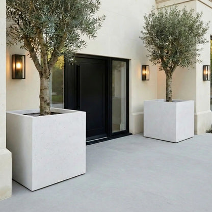 Cubrosa | White Mist – 100cm XXL Square Concrete Planter – 782L Large Outdoor Plant Pot