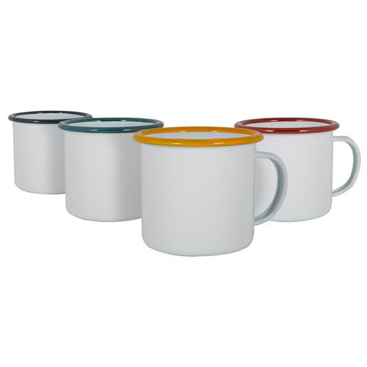 130ml White Enamel Espresso Cups - Pack of Four