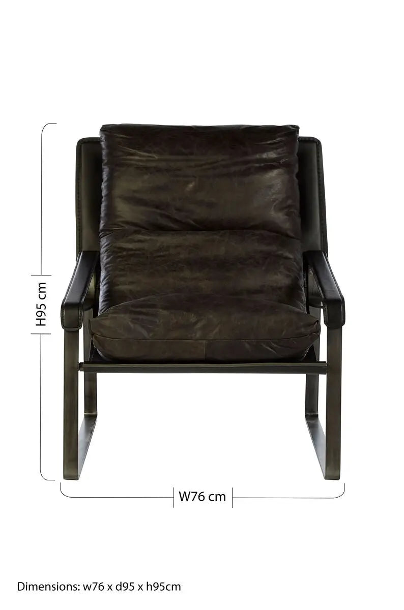 Dark Brown Leather Lounge Chair | Hoxton