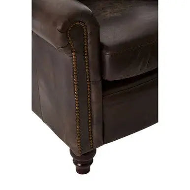 Dark Grey Brown Leather Armchair | Victor