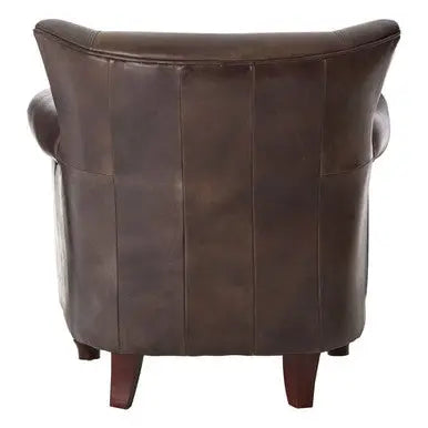 Dark Grey Brown Leather Armchair | Victor