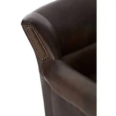 Dark Grey Brown Leather Armchair | Victor