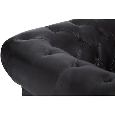 Dark Grey Brown Leather Chesterfield Chair | Victor